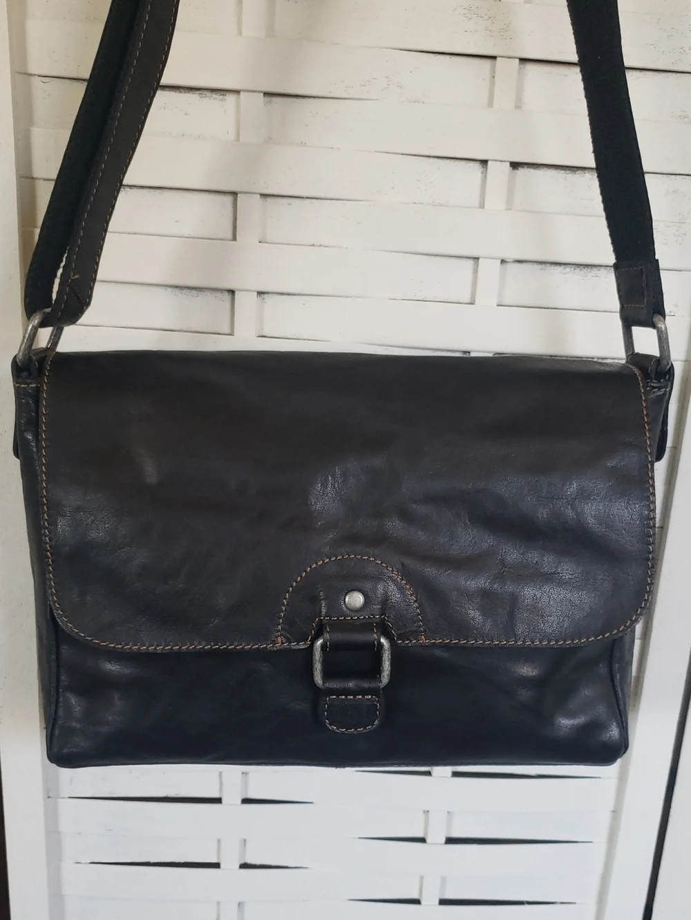 Jack George Black Leather Crossbody/Shoulder Bag